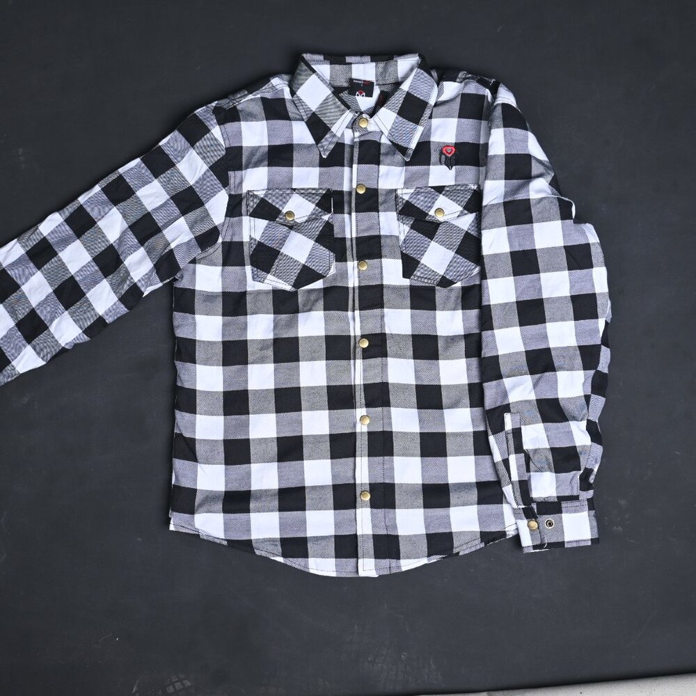 RIDERACT® Men’s Small Black & White Checked Riding Shirt, Casual Button-Up NEW